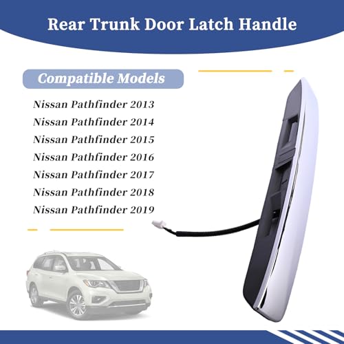 Getfarway مقبض قفل باب صندوق السيارة الخلفي Getfarway بدون كاميرا 90810-9PG0A 908109PG0A متوافق مع نيسان باثفايندر 2013 2014 2015 2016 2017 2018 2019 - كروم - Image 2