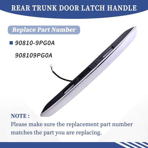 Getfarway مقبض قفل باب صندوق السيارة الخلفي Getfarway بدون كاميرا 90810-9PG0A 908109PG0A متوافق مع نيسان باثفايندر 2013 2014 2015 2016 2017 2018 2019 - كروم - Image 3