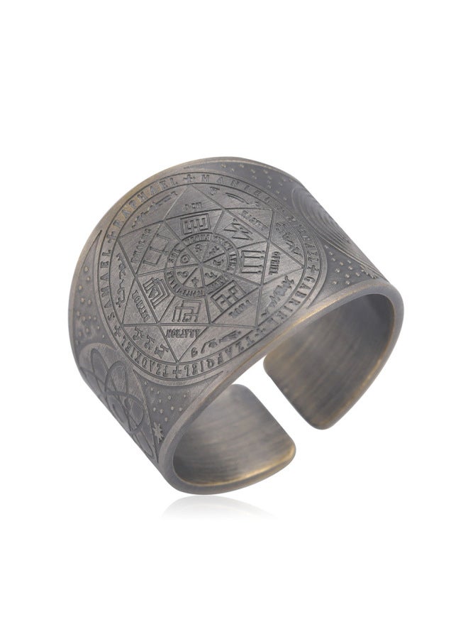 Men's Fashion Retro Wide Ring Personality Simple Hot Copper Seven-pointed Star Magic Array Open Ring Manufacturers