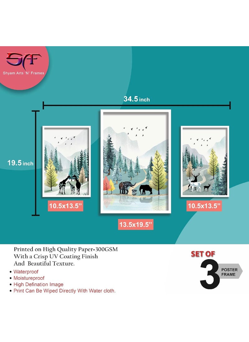 SAF SAF paintings Paintings Modern Art Wall Decor White Framed Paintings for Bedroom Room Living Room - White Framed Wall Posters,Multicolor 34.5 Inch x 19.5 Inch (Pack of 3) KANF-COMBO-401-M1-K2  - Image 3