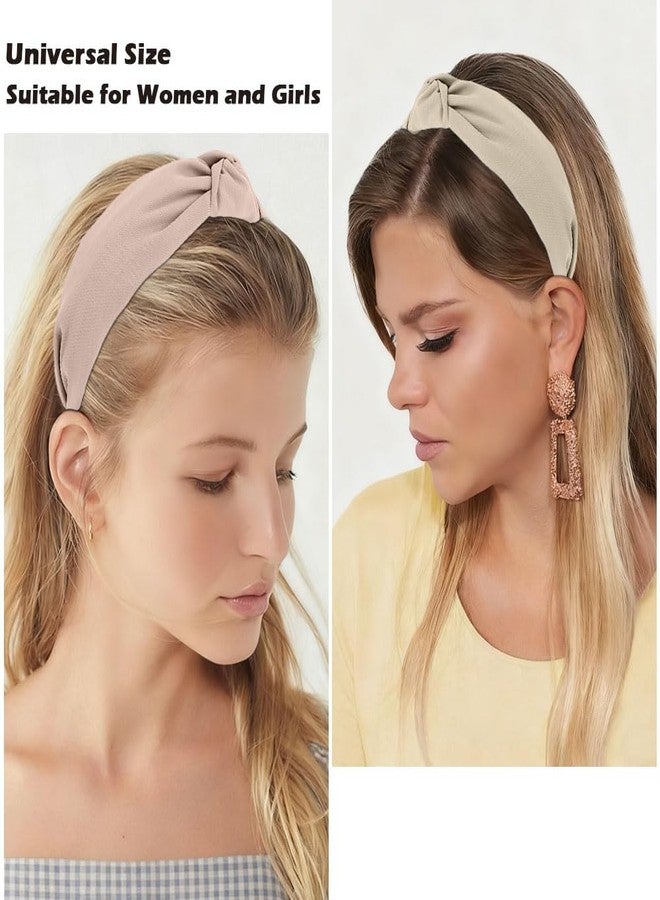 AHONEY 5 Pack Neutral Knotted Headbands for Women Trendy Fashion Thick Headbands Top Knot Non Slip Cute Hair Accessories Multi-style Headband Pack Diademas Para Mujer (Brown) - Image 2