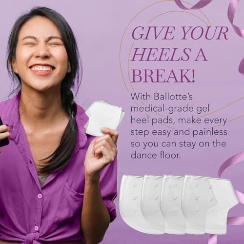 Ballotte Premium Silicone Heel Cups for Men and Women Gel Pads for Heel Support and Plantar Fasciitis Medium 4Pack - Image 5