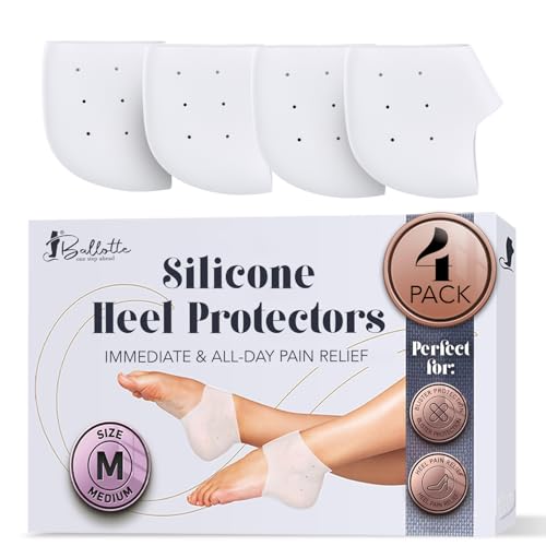 Ballotte Premium Silicone Heel Cups for Men and Women Gel Pads for Heel Support and Plantar Fasciitis Medium 4Pack - Image 2