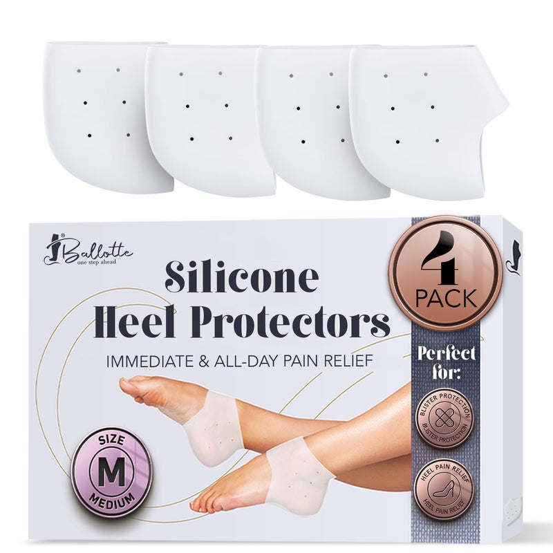 Ballotte Premium Silicone Heel Cups for Men and Women Gel Pads for Heel Support and Plantar Fasciitis Medium 4Pack - Image 3