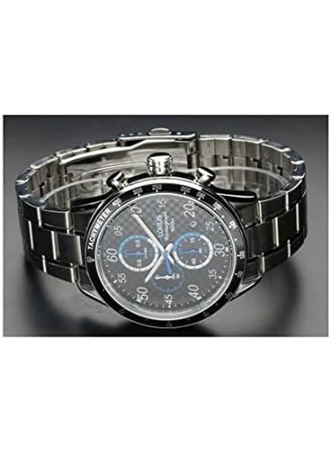 لوراس Rm333Ex9 كوارتز رياضي 100 متر كرونوغراف مقاوم للماء مقياس سرعة الدوران ستانلس ستيل حواف زرقاء فضي وأسود - Image 4