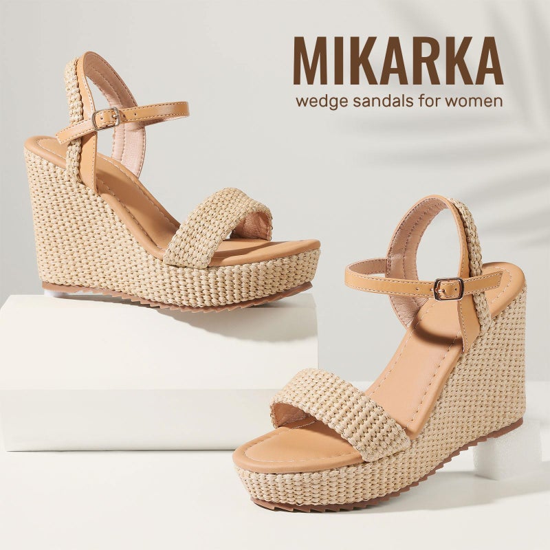 mikarka Women's Espadrille Wedge Sandals: Ankle Strap Platform Open Toe Wedges - Stylish High Heel Dressy Summer Wedges for Women, Inspired by Espadrilles - Image 3