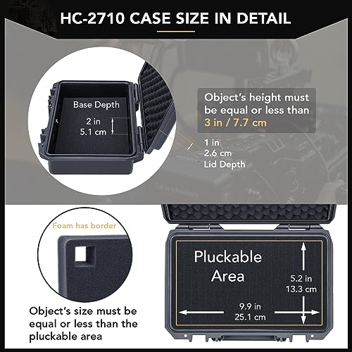 Lykus HC-2710 Waterproof Hard Case with Foam, Interior Size 10.6x6.3x3.1 inch, Suitable for Osmo Pocket/Action/Mobile/GoPro and more - Image 3