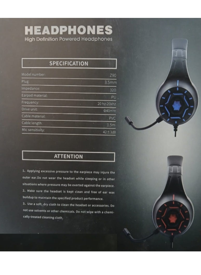 Generic Z90 Wired Gaming Headset – Immersive 3D Sound with Noise Cancelling Mic & LED Lights  - Image 4