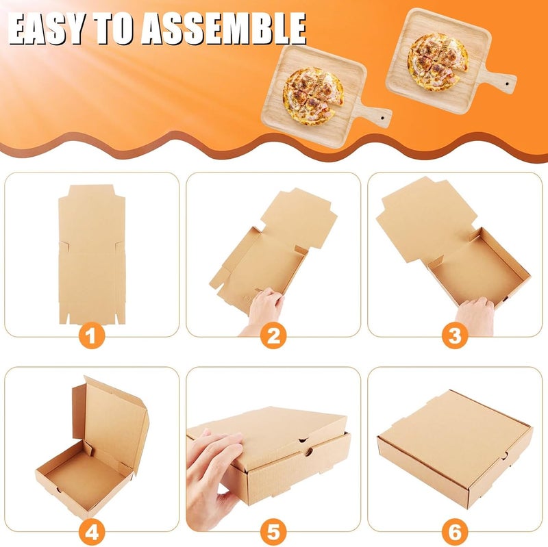 RHBLME 50 PACK Mini Pizza Boxes, 3.5 x 3.5 x 0.8 Inch Small Pizza Boxes Lock Corner Clay Coated Thin Pizza Box, Reusable Pizza Box for Mini Pizza Cookies Cake Party Favors Weddings - Image 4