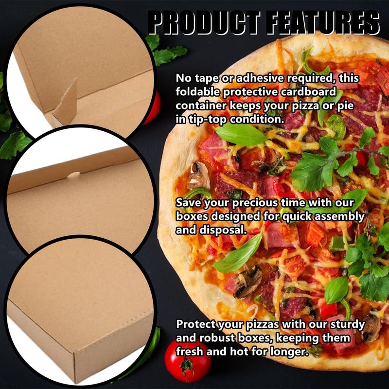 RHBLME 50 PACK Mini Pizza Boxes, 3.5 x 3.5 x 0.8 Inch Small Pizza Boxes Lock Corner Clay Coated Thin Pizza Box, Reusable Pizza Box for Mini Pizza Cookies Cake Party Favors Weddings - Image 3