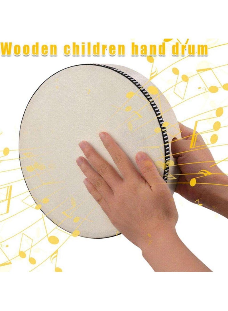 Tambourines for Adults, 8 inch Wooden Hand Held Drum Bell Tamborine with Birch Metal Jingles Single Row Percussion Musical Instruments Hand Tambourine for Church, KTV, Party, Game - Image 3