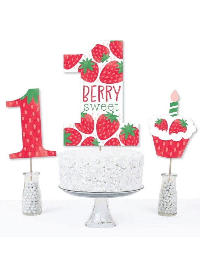 Big Dot of Happiness Berry First Birthday Sweet Strawberry Fruit 1St Birthday Party Centerpiece Sticks Table Toppers Set Of 15  - Image 4
