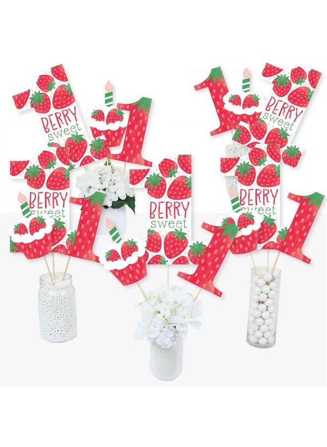 Big Dot of Happiness Berry First Birthday Sweet Strawberry Fruit 1St Birthday Party Centerpiece Sticks Table Toppers Set Of 15  - Image 2