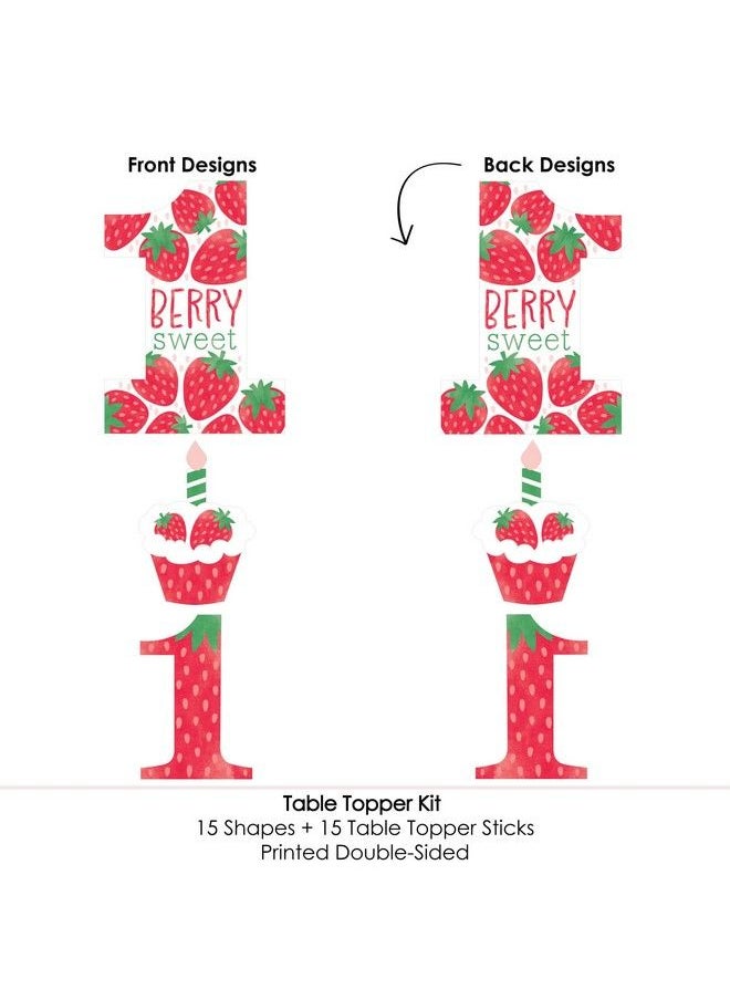 Big Dot of Happiness Berry First Birthday Sweet Strawberry Fruit 1St Birthday Party Centerpiece Sticks Table Toppers Set Of 15  - Image 5