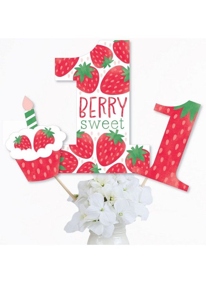 Big Dot of Happiness Berry First Birthday Sweet Strawberry Fruit 1St Birthday Party Centerpiece Sticks Table Toppers Set Of 15  - Image 3