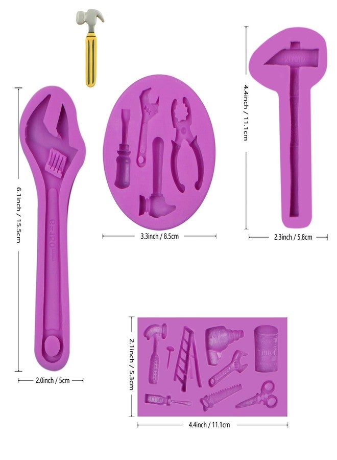 acvcatto Hand Tools Silicone Molds, Construction Tools Wrench Fondant Molds, Hammer Ladder Pliers Chocolate Baking Molds for Cake Decoration Cupcake Toppers Candy Sugar Craft Gum Paste Clay Resin - Image 2