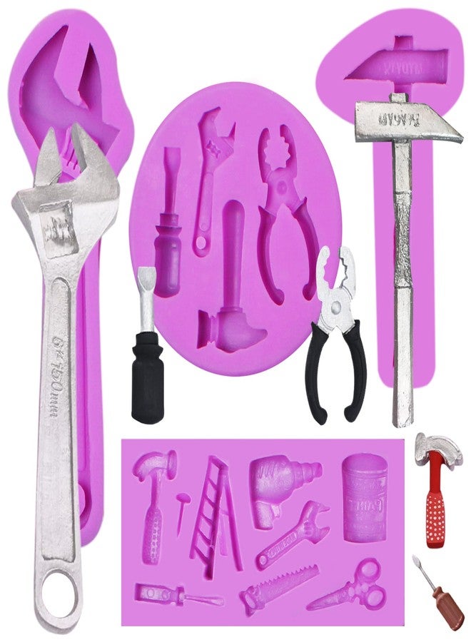 acvcatto Hand Tools Silicone Molds, Construction Tools Wrench Fondant Molds, Hammer Ladder Pliers Chocolate Baking Molds for Cake Decoration Cupcake Toppers Candy Sugar Craft Gum Paste Clay Resin - Image 1