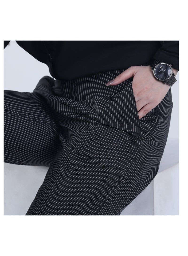 Ambittrends Black Striped Formal Pants - Image 4