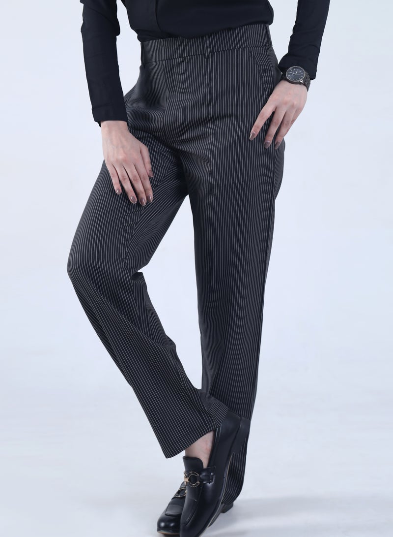 Ambittrends Black Striped Formal Pants - Image 2