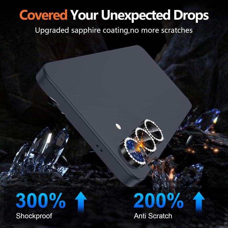 Avocase for Samsung Galaxy S25 Plus Camera Lens Protector, Individual Metal Ring Tempered Glass Lens Cover, [Strong Adsorption] Scratch Resistant Ultra-Thin HD Clear Lens Cover, 1 Set-Black Diamond - Image 5