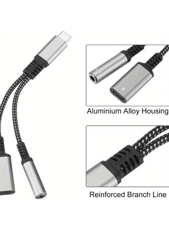 Gray USB C to 3.5mm Headphone Aux Audio Adapter Fast Charging for iPad Xiaomi - Image 4