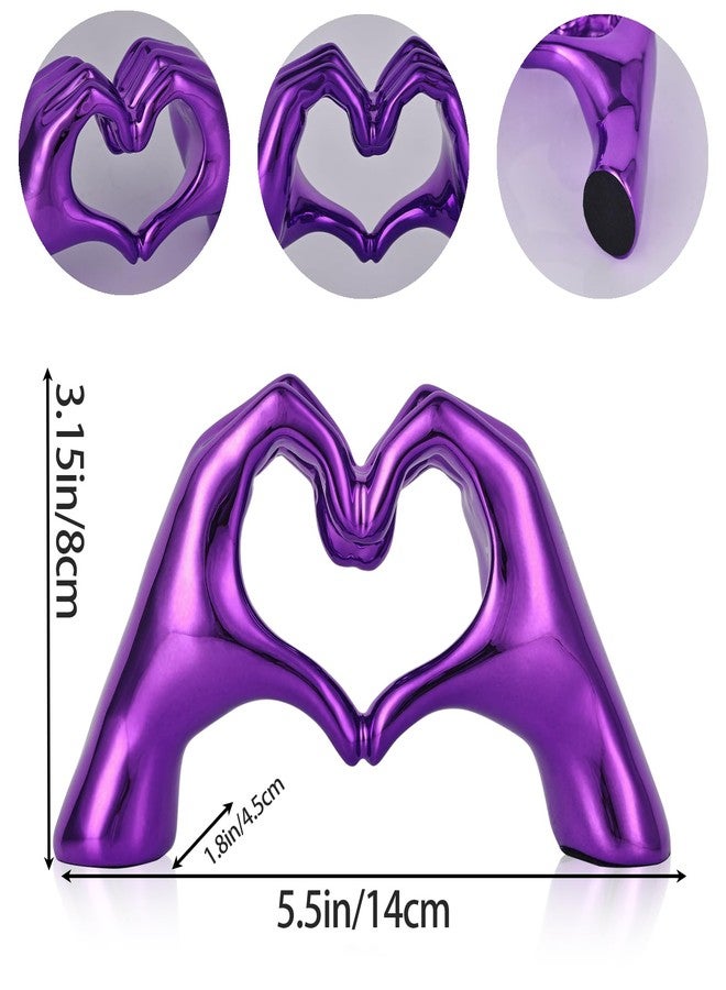 DOVDOV Purple Room Decor Accents, Heart Hand Statues and Sculptures, Purple Shelf Decor Figurines for Home Living Room Office entryway Table top Bohemian Wedding Decor. - Image 2