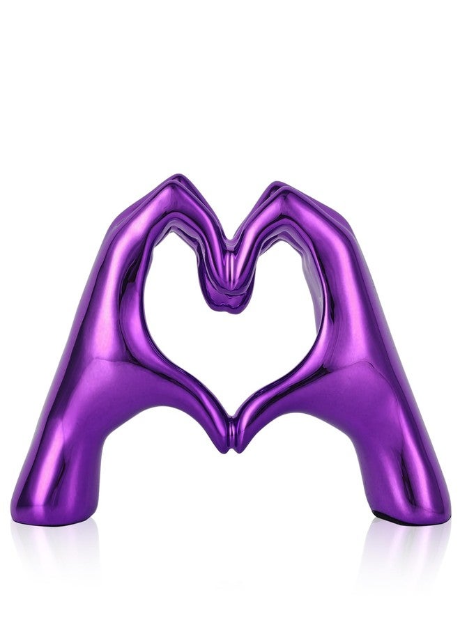 DOVDOV Purple Room Decor Accents, Heart Hand Statues and Sculptures, Purple Shelf Decor Figurines for Home Living Room Office entryway Table top Bohemian Wedding Decor. - Image 1
