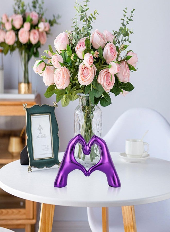 DOVDOV Purple Room Decor Accents, Heart Hand Statues and Sculptures, Purple Shelf Decor Figurines for Home Living Room Office entryway Table top Bohemian Wedding Decor. - Image 5