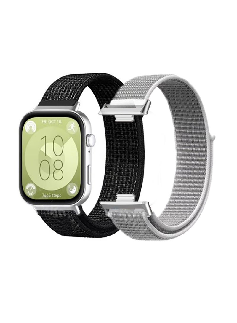 2 Packs of straps compatible with Huawei Watch Fit 3/Fit 4 strap, soft breathable nylon strap, metal buckle replacement strap matching  - Image 1