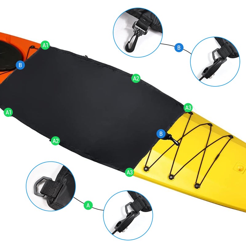 Kayak Cockpit Cover 60x29inch Durable Oxford Cloth With Waterproof Undercoating - Adjustable Bungee Cord Fit Universal Cockpit Drape for Kayak Storage Transportation Outdoor Use - Image 4