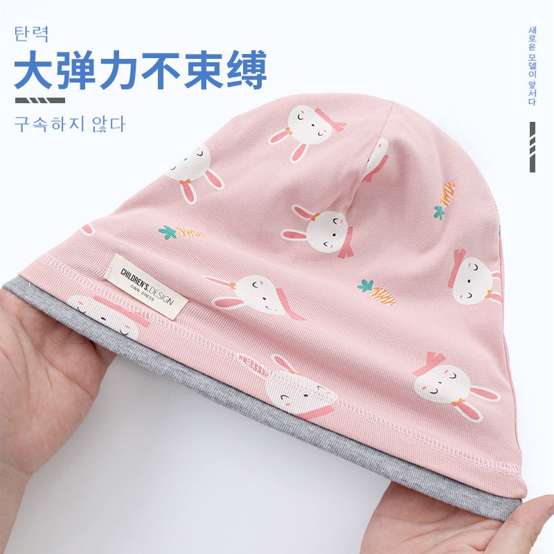 Cuhk Children'S Pure Cotton Pile Cap Scarf Two-Piece Suit Double-Layer Warm Contrast Color Pullover Cap Children'S Hat - Image 3