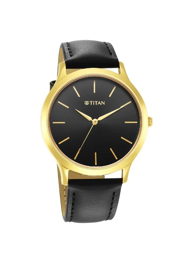 TITAN ساعة معصم جلدية للرجال شكل دائري تناظرية - 1825YL03 - 47.3 مم - Image 1