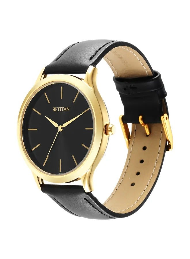 TITAN ساعة معصم جلدية للرجال شكل دائري تناظرية - 1825YL03 - 47.3 مم - Image 3