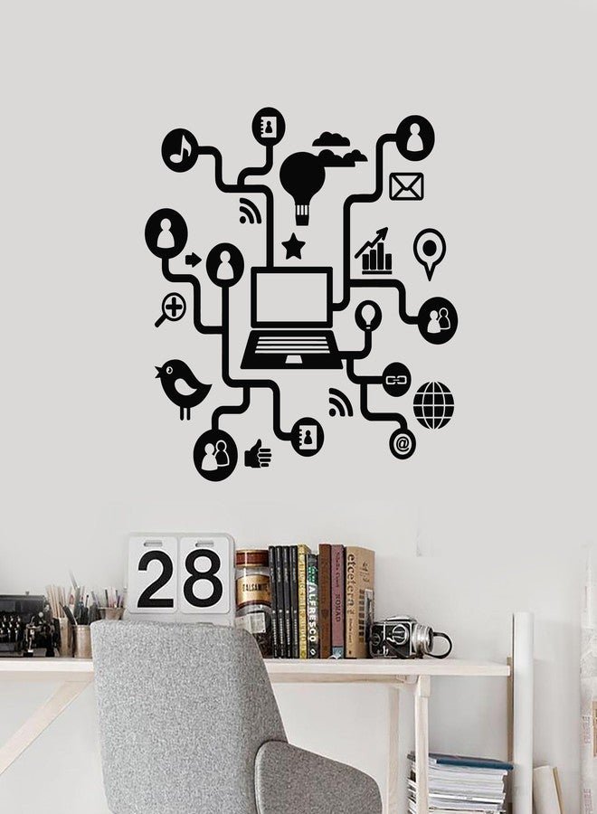 SnappySticker Laptop Computer Internet S Wall Sticker for Bedroom Living Room Office ? Large Removable Waterproof Vinyl Wall Decal ? Home Decor Sticker Size: 27 X27