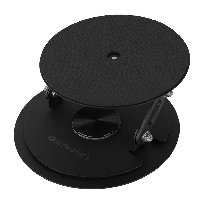ZEBRONICS PSH05، حامل بروجيكتور دوار، دوار 360°، تصميم قابل للطي، عمود تخميد، ضبط زوايا متعددة، هيكل معدني، يدعم حتى 5 كجم، رغوة واقية، وسادات سيليكون مضادة للانزلاق - Image 1