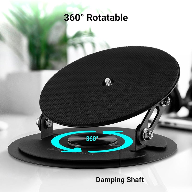ZEBRONICS PSH05، حامل بروجيكتور دوار، دوار 360°، تصميم قابل للطي، عمود تخميد، ضبط زوايا متعددة، هيكل معدني، يدعم حتى 5 كجم، رغوة واقية، وسادات سيليكون مضادة للانزلاق - Image 3