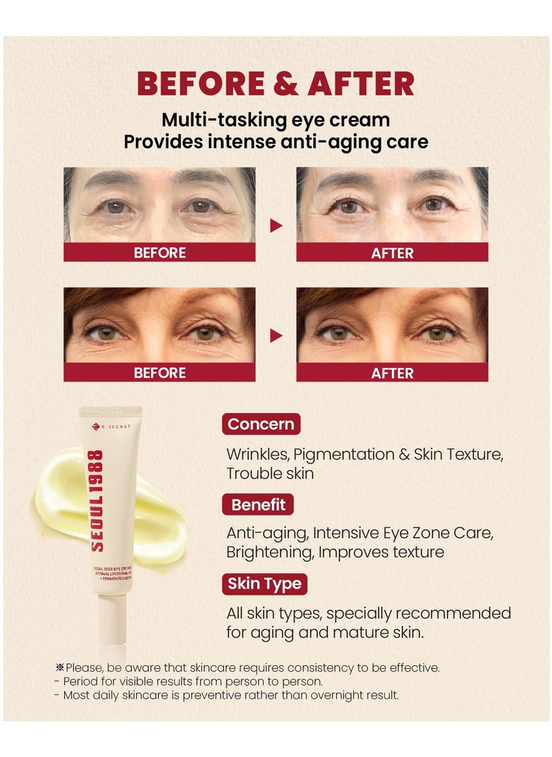 K-SECRET SEOUL 1988 Eye Cream : Retinal Liposome + Fermented Bean, 30ml/1.01 fl.oz.  - Image 3
