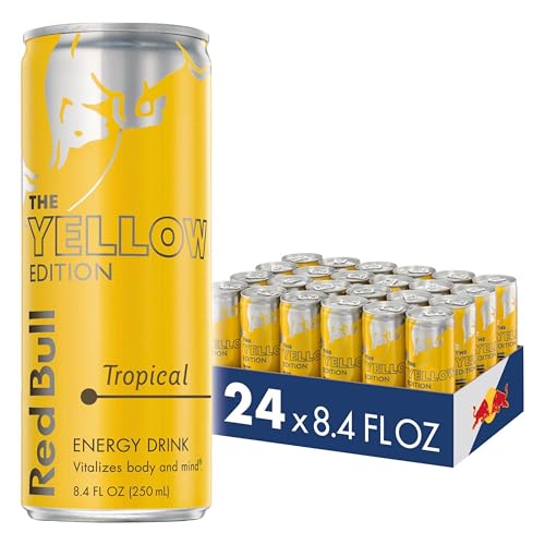 Red Bull Yellow Edition Energy Drink, Tropical, with 80mg Caffeine plus Taurine & B Vitamins, 8.4 Fl Oz, Pack of 24 Cans - Image 1