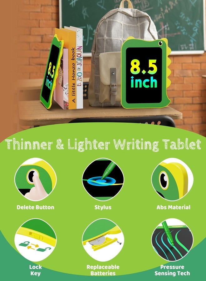 TEKFUN Toddler Boy Toys, 2 Pack LCD Writing Tablet for Kids, Doodle Board Dinosaur Toys, Travel Essentials Toys for 3 4 5 6 Year Old Boys Girls, Easter Birthday Christmas Gifts (8.5inch Green&Pink) - Image 2