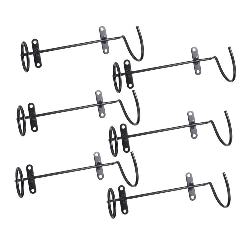 Wall Mounted Iron Wine Rack Set Of 6 Black Finish For Home Decoration Space Saving Design - Image 2