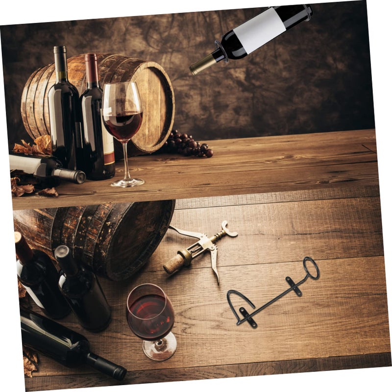 Wall Mounted Iron Wine Rack Set Of 6 Black Finish For Home Decoration Space Saving Design - Image 3