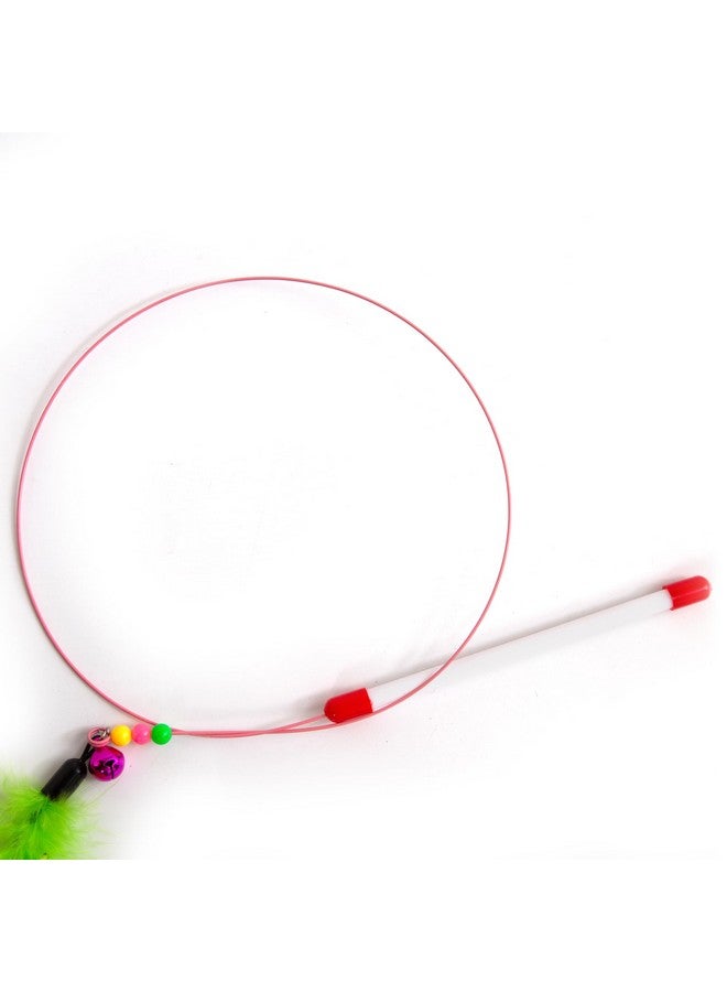 Pets Empire Kitten Cat Soft Rod Toy - Multicolour Teaser Stick With Feather, Bells, And Ball - 60 Cm Length - Pack Of 2 - Image 3