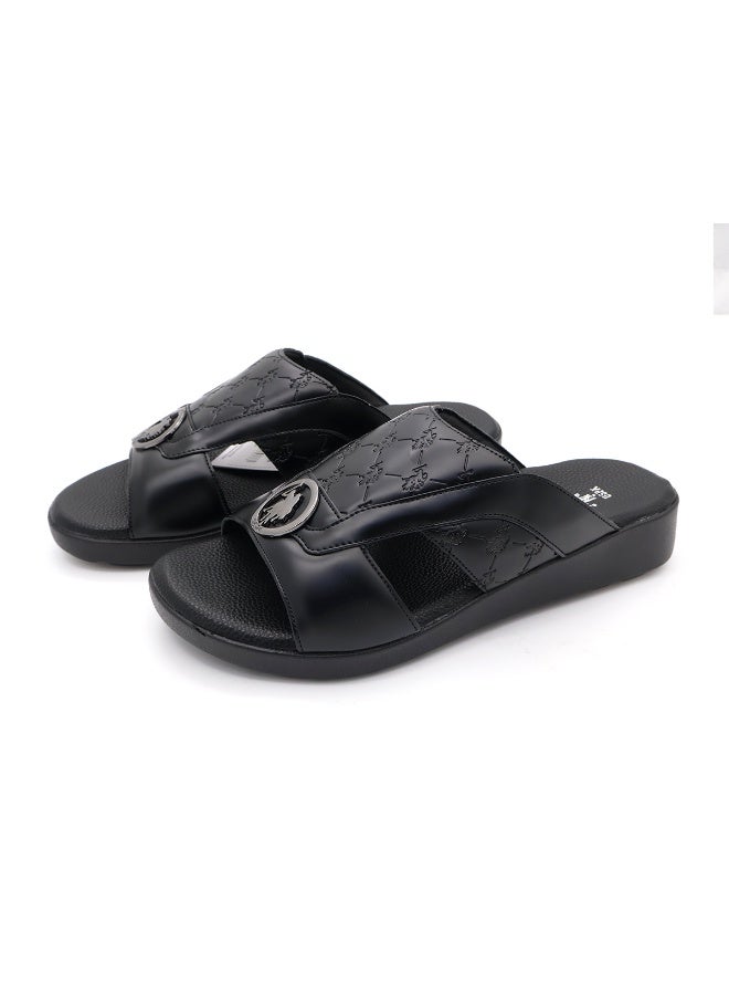 U.S. Polo Assn. صنادل شريحة سوداء للرجال - صنادل عصرية مريحة للمنزل والشاطئ والاستخدام اليومي - Image 2