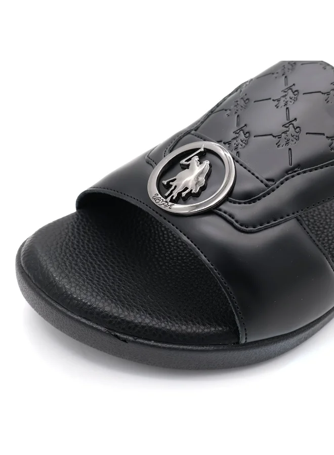 U.S. Polo Assn. BLACK Men’s Black Slide Sandals – Premium Casual Slip‑On Sandals for Home, Beach & Everyday Wear for Men | Best Price UAE