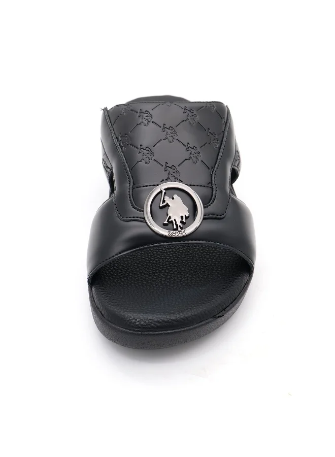 U.S. Polo Assn. BLACK Men’s Black Slide Sandals – Premium Casual Slip‑On Sandals for Home, Beach & Everyday Wear for Men | Best Price UAE