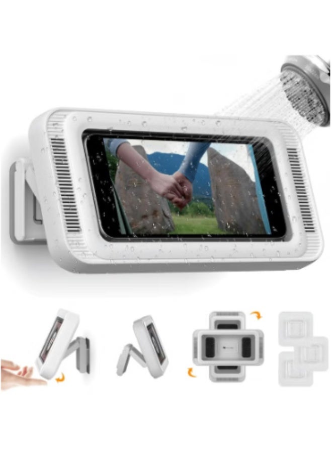 صندوق هاتف محمول مقاوم للماء للحمام لمشاهدة التلفزيون في الحمام، حامل هاتف محمول قابل للسحب والدوران لمشاهدة المسلسلات التلفزيونية في المرحاض - Image 1