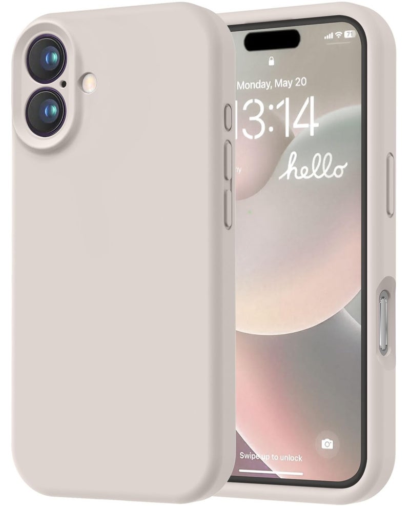LOVE 3000 Designed for iPhone 16 Case, Premium Silicone with [Soft Anti-Scratch Microfiber Lining] Shockproof Protective Phone Case for Men Women Girls 6.1", Stone - Image 1