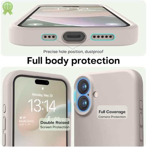 LOVE 3000 Designed for iPhone 16 Case, Premium Silicone with [Soft Anti-Scratch Microfiber Lining] Shockproof Protective Phone Case for Men Women Girls 6.1", Stone - Image 3