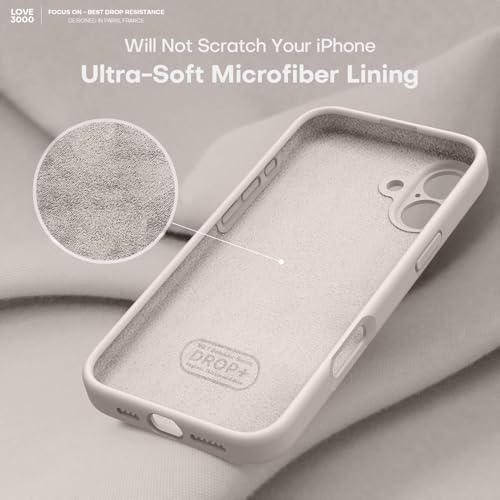 LOVE 3000 Designed for iPhone 16 Case, Premium Silicone with [Soft Anti-Scratch Microfiber Lining] Shockproof Protective Phone Case for Men Women Girls 6.1", Stone - Image 5