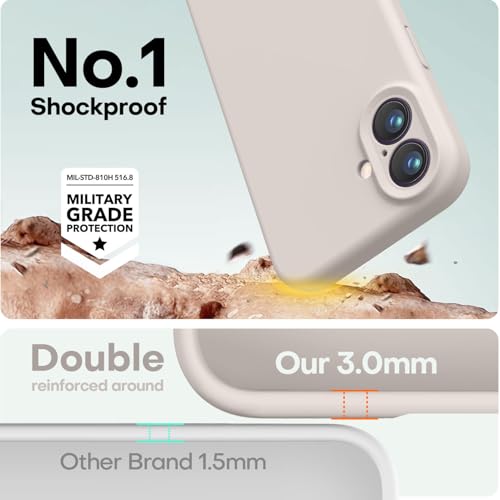 LOVE 3000 Designed for iPhone 16 Case, Premium Silicone with [Soft Anti-Scratch Microfiber Lining] Shockproof Protective Phone Case for Men Women Girls 6.1", Stone - Image 4